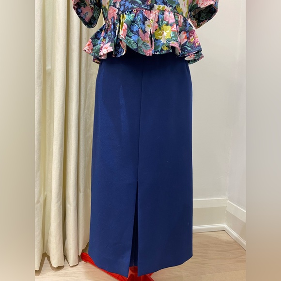 Vintage Navy Midi Skirt, Front Slit, Made in Canada, Womens (Size M) - Picture 1 of 8
